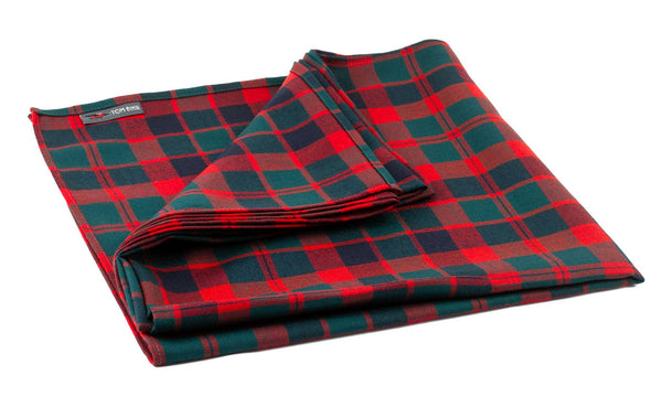 The Large Shepherd's Wool Utility Cloth in Glasglow Tartan (red, green, and blue checkers with a red grid).